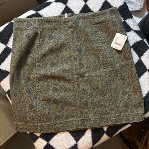 Free People Olive Floral Mini Skirt